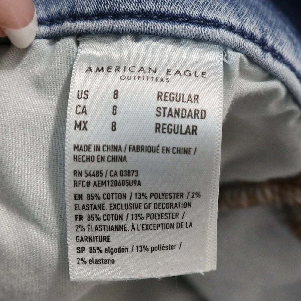 American Eagle Thrashed Jeans Womens 8 Distressed High Rise Skinny Casual